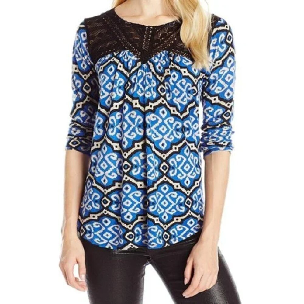 NWT Lucky Brand embroidered 3/4 sleeve top size XS (X19)